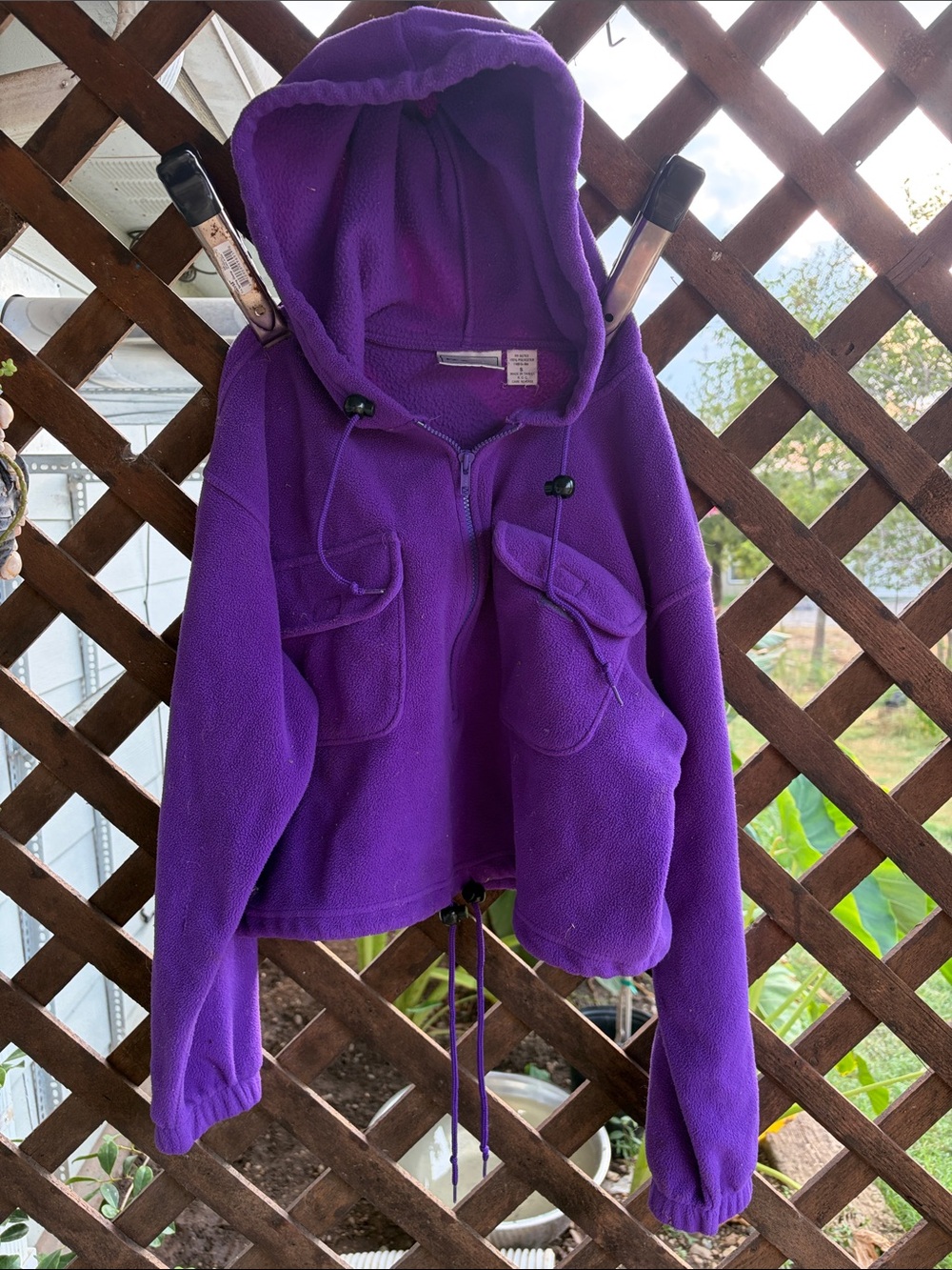 VS SPORT VINTAGE Purple CROP Hooded Fleece with double drawstring